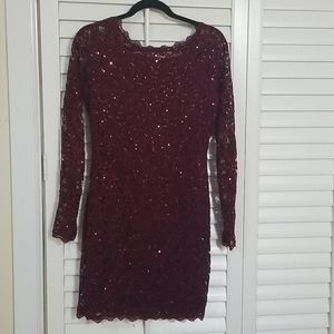 Sequin Hearts Maroon Dress